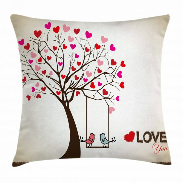Multicolor Love Owls Gear Cute You'll Owl-Ways Be in My Heart Valentines Design Throw Pillow 18x18 